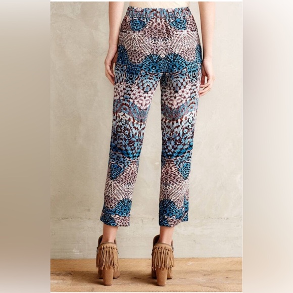 Anthropologie Elevenses Womens Size 8 Pants Lanikai Tailored Blue Cropped Cuffed - Picture 2 of 3